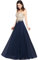 Misshow Robe de Bal Longue Elégante à Paillettes avec Appliques Ajourée Robe pour Mariage Invitée Femme Temoin Bleu Marine 46
