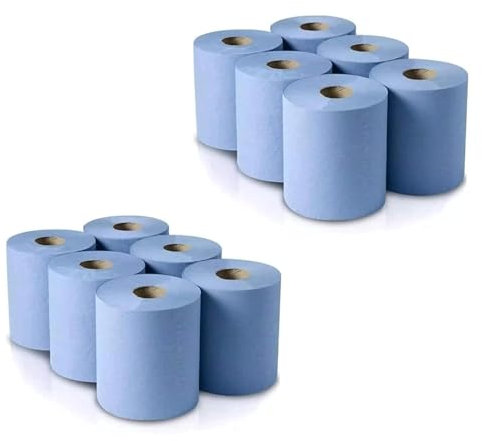 AAM Blue Roll 12 Pack for Kitchen, Workshop, Restaurants | Environment Friendly Kitchen Roll | Paper Towels | Toilet Rolls | Hygienic Fast Drying Tissue Paper