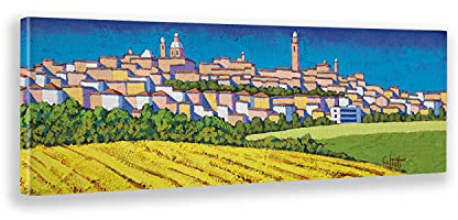 Giallobus - Quadro - Stefano Calisti - Panorama campagna - Tela canvas - 150x50 - Pronto da appendere - Quadri moderni per la casa