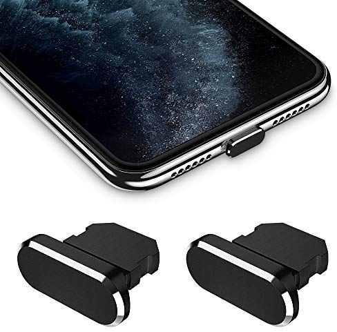 iMangoo Dust Plug for iPhone 14/14 Plus/14 Pro Max/13/13mini/12/11/SE/XR/8 Dust Plug Mobile Phone 2 Pack with Carry Case Silicone Clip Dust Plug Protection Charging Port for iPad Air Mini Pro (Black)