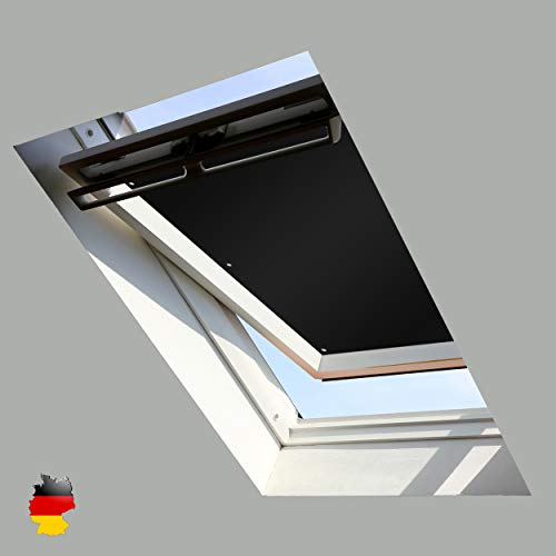 Sonnenschutz für Dachfenster | Perfekt für Velux und Roto Fenster | 100% Verdunkelung | Sonnen und UV Schutz | GGU, GPU, GHU, GTU, GXU, GGL, GPL, GHL, GTL, GXL (Schwarz, 76x93)