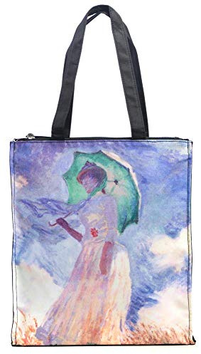 LUCKYWEATHER Shopper Einkaufstasche Twin Double Bag Damen Motiv Monet FRAU MIT SONNENSCHIRM