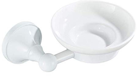 Tubayia Porte-savon mural en laiton et céramique pour salle de bain (blanc)