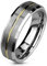Paula & Fritz® Ring Damen Wolframcarbid Gebürstet Gr. 62 (19,7) Silber-Gold 6-mm Breit Herren-Ring Partner-Ring Damenring Verlobungs-Ring Ehering
