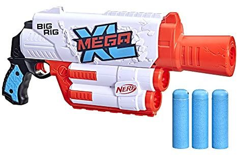 NERF Mega Big Rig Blaster, Größte Darts Aller Zeiten, 3 XL Whistler Darts, XL Dart Blasting, Binnenschiff Dart Lagerung