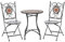 Outsunny Ensemble Bistro 2 Places 3 pièces Style Fer forgé mosaïque céramique Motif Rose des Vents chaises Pliables métal époxy Noir