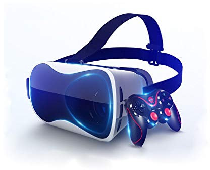 SMSOM Occhiali 3D VR Auricolare virtuale Reality per Giochi e Film in 3D con Gamepad, allievo Regolabile e Distanza Oggetto per iOS e Smartphone Android