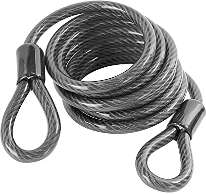 WANLIAN 1.8m/5.9ft Braided Steel Flex Cable Bike Chain Lock, Black, Security Steel Cable with Loops for Bike, Motorcycle, Ship, Door, Lawn Mower and Equipment Lock Accessory Kit