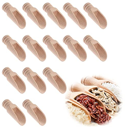 Qazuwa Mini Cuillères en Bois Petites Cuillères en Bambou 15PCS Petite Cuillère à Sel Pour épices, La Cuisine, Cuillère, Ustensiles de Cuisine, Lait, Café, Thé, Bonbons, Mini Sel de Farine, Moutarde