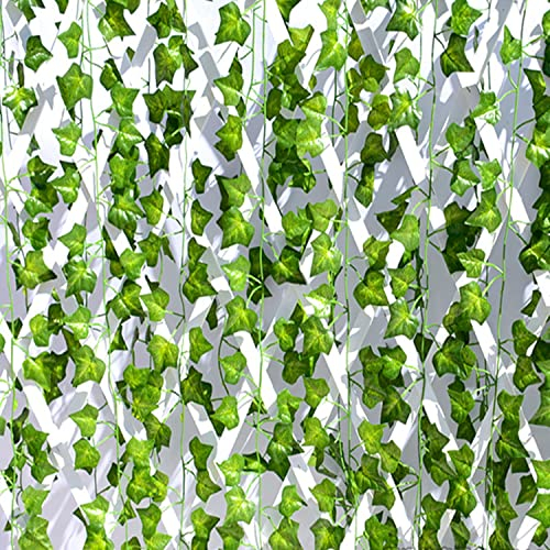 Niserelesa 12 pièces Lierre Guirlande Plantes Artificielles, Artificielle Lierre Plante, 168Ft Exterieur Faux Lierre, Artificiel Guirlande Vigne Décoration pour Cuisine, Jardin, Bureau, Fête, Mariage
