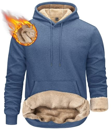 KEFITEVD Pullover Hoodie Herren Winter Thermofleece Hoodies Warme Dicke Wollmäntel Herren Sportliche Sweatshirts Weiches Fleece Kapuzen Sweatshirts