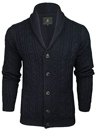 Xact Mens Cable Shawl Neck Cardigan (Ink) XL