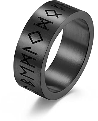 Hoisy Ring Damen Mode, Damen Ringe Schwarz Runen Der Wikinger Schwarz Größe 70 Eheringe Antragsring für Frauen
