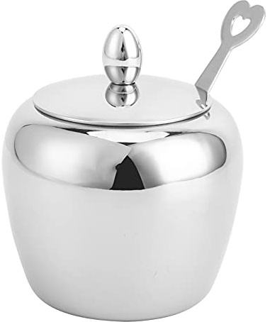 Tarros de Especias Acero 304, Forma Manzana, con Cuchara | Para sal, pimienta, azúcar, cocina, bar, restaurante, tapa incluida, diseño elegante