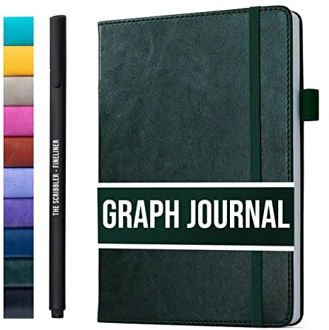 Notizbuch a5 kariert for writing | 150 Seiten, 120 g/m² dickes Papier mit Haftnotizen, Stifthalter, Gummiband, (V)-Leder-Hardcover | Scribbles That Matter notizbuch kariert, 5,75 x 8,2 Zoll