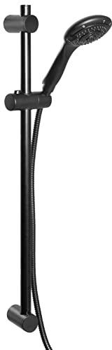 bremermann Ensemble de barre de douche, avec douchette, flexible de douche en acier inoxydable de 1,75 m et barre de 71,5 cm, kit complet de douche (noir)