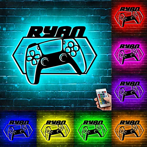 LED Game Neon Sign Personalized Gamer Metal Wall Art Lamp With 7 Colors Custom Name Night Lights Home Decor for Teen Boys Bedroom Wall Decoration