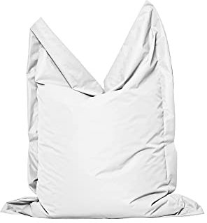 Momiralland Rechteckig Sitzsack - Indoor & Outdoor - 2 in 1 Funktion - für Relax- Momente – Riesen Sitzkissen für Kinder und Erwachsene – EPS Perlen Füllung (Weiß, Indoor & Outdoor 100 X 145 cm)