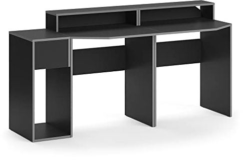 Vicco Gaming Tisch Kron, Grau/Schwarz, 170 x 60 cm