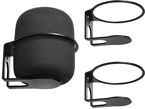Growalleter Metal Wall Mount for 2023 HomePod 2nd Generation/1nd Generation Speaker,Stand Space-Saving Compatible with HomePod 2nd/1nd with Cord Management (2PCS Black)