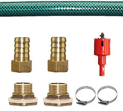 Regenfass Verbinder,Regentonnen-Anschluss-Set, Stoßverbinder,3/4 Schlauchverbinder 50cm Anschluss Schlauchlocher