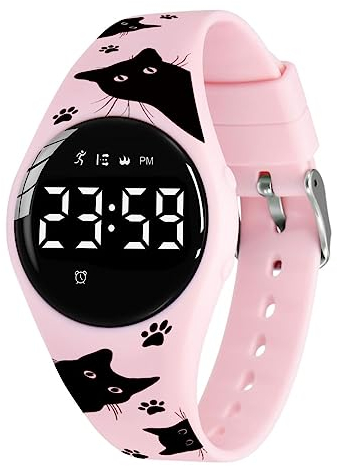 aswan watch Orologio Digitale Bambina Bambino con Contapassi,Calorie e Distanza senza App,Sveglia, Cronometro, Data, Luce-Orologio da polso Ragazza Ragazzo con Cinturino in Silicone