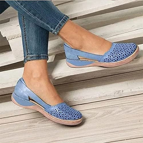 BBPM Sandales Femme Été Chaussures Pieds Sensibles Chaussures Pieds Larges Chaussure Femme Confortable Sandales à Bout Ouvert Sandale Randonnee Chaussures De Loisirs,Bleu,EU40/US8