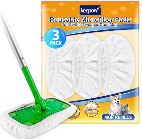 KEEPOW Swiffer - Juego de 3 paños húmedos reutilizables para mopa Swiffer Sweeper, microfibra para mopa Swiffer, ideal para toallitas húmedas Swiffer, para la limpieza de suelos de madera dura