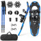 COSTWAY Ciaspole da Neve 4 in 1 per Uomini, Donne e Ragazzi per Scarpe 35-45 in Alluminio con Sistema di Perno Flessibile Doppio, Bastoncini Regolabili e Borsa, Adatte per 30-130 kg (Blu, 53 cm)