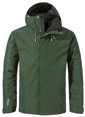 Schöffel Herren 3in1 Jacket Style Okere MNS, wasserdichte, atmungsaktive Outdoorjacke mit herausnehmbarer Fleecejacke, warme 3in1 Jacke mit verstellbarer Kapuze, dark jade, 52