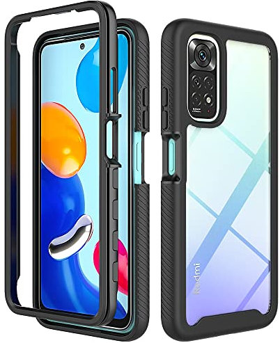 XINNI Funda para Redmi Note 12 Pro 4G / Redmi Note 11E Pro 5G Antichoques 360 Grados con Protector Pantalla Integrado Robusto Doble Cara Bumper Transparente Case Completa Carcasa, Negro