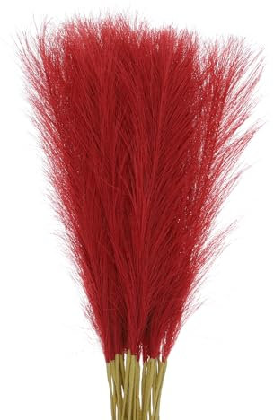 sourcing map Lot de 30 herbes de la pampa artificielles pelucheuses pour salon, fête, vase mural, décoration de mariage, 55 cm, rouge vin