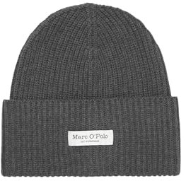 Marc O'Polo Damen Strickmütze aus Bio-Baumwolle Beanie, Grau (Deep Grey Melange), One Size