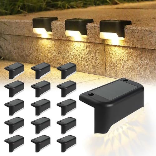 ZOYDP 16 Pezzi Segnapasso LED Esterno Solare, Luci Solari per Scale Esterne, IP65 Impermeabile Segnapasso LED Esterno, Luci Solari Da Giardino per Recinzioni Ringhiera Terrazzo Vialetto Bianco Caldo