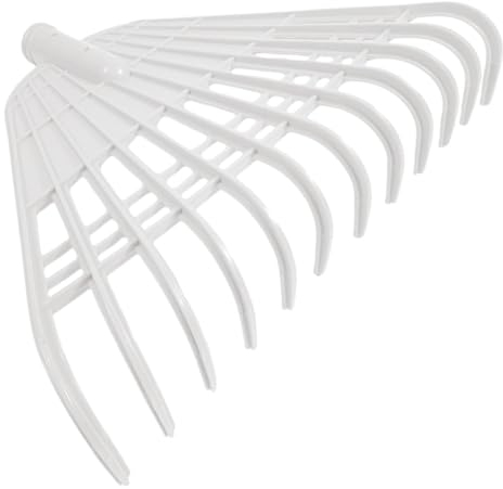 BESPORTBLE Garten Rechen Laubharke Kunststoff 21 Zinken Weiß Robust Für Rasen Laub Gras Gartenpflege