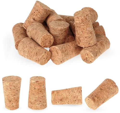 16 Pack Wood Corks - Tapered Blank Natural Corks for Wine, Beer, Liquor Bottles - Leakproof Wooden Wine Bottle Stopper Replacement, 22x35x17mm