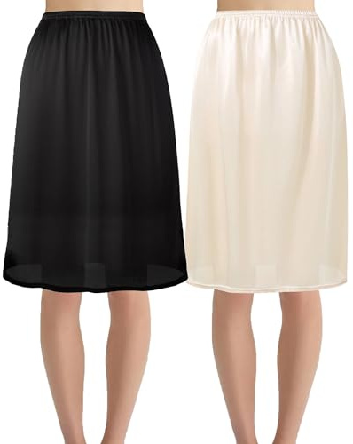 Hanpceirs 2Pcs Women's Underskirts Half Slips | Women's Petticoat, Half Briefs for Under Dresses, Satin Skirt Extenders, Underskirts for Women