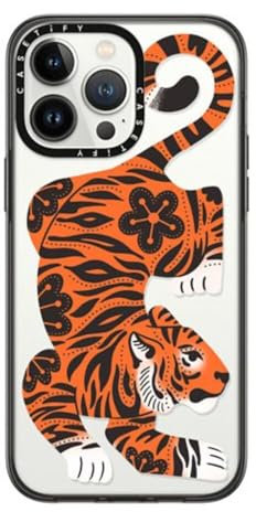 CASETiFY Compact iPhone 14 Pro Max Case [2X Military Grade Drop Tested / 4ft Drop Protection] - Fierce Tiger - Clear Black