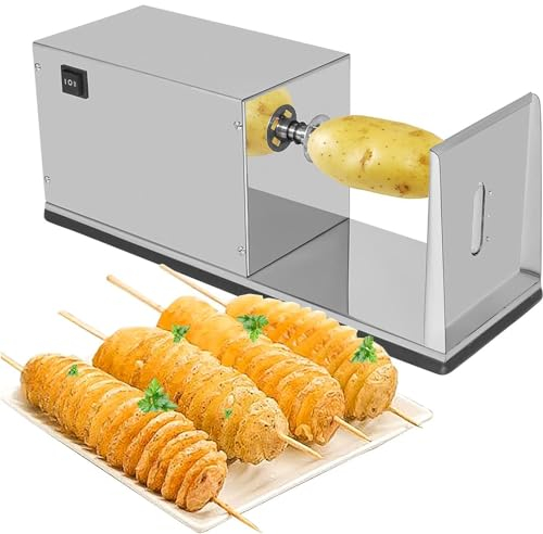 RayGenius Affettatrice Elettrica A Spirale per Patate 110v/220v Affettatrice Automatica A Spirale per Patate in Acciaio Inox Macchina Elettrica A Torre per Patate per La Casa E Il Commercio。