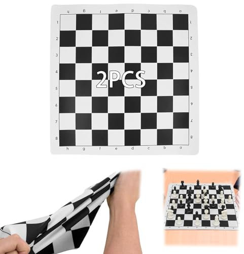 CZN Schachbrett, flach, aufrollbar, leicht, aus PU-Leder, Turnier, aufrollbares Schachbrett für Clubs, Kinder und Erwachsene