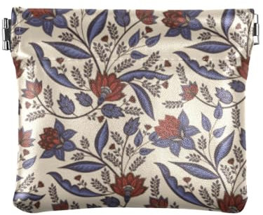 Petit porte-monnaie en cuir motif cachemire floral indien pratique pour filles et femmes, Cachemires floraux indiens, 4.33(L) x 3.74(W) x 0.39(H), Classique