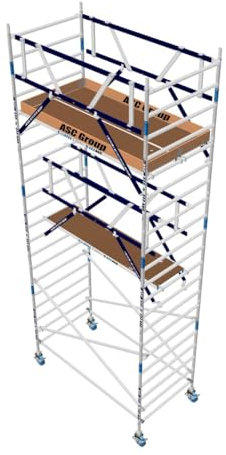 ASC Rollgerüst 135 AGS, Arbeitshöhe 7,3 m 2.50 m Holz - Leitergerüst - fahrbares Gerüst - Alu Gerüst fahrbar - Gerüst Alu