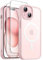 JETech 3 in 1 Magnetische Hülle für iPhone 15 6,1 Zoll mit 2 Stück Gehärtetes Glas Schutzfolie, Kompatibel mit MagSafe, Transluzente Matt Rückseite Stoßfeste Handyhülle (Rosa)