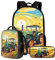 KUIFORTI Rucksack-Set, 3-in-1, Schultasche, Lunch-Tasche, Federmäppchen, Geschenk für Teenager, Jungen, Mädchen, Traktor-Design, Einheitsgröße, Schulrucksack