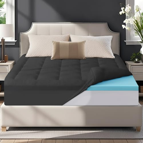 ABENE Matratzen Topper 120x200cm H3 Gel Memory Schaum Topper mit Waschbar Bambusfaser Bezug, 7cm Höhe Matratzentopper für Boxspringbett Komfortschaum Atmungsaktiv Druckverteilung（120cmx200cm, Grau）