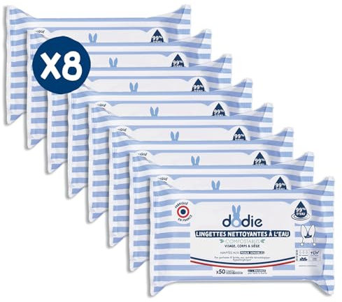 Dodie Lot de 8 Paquets de Lingettes compostables à l'eau x50