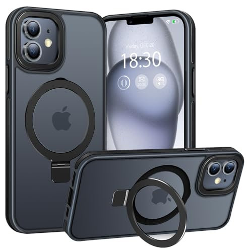 BENTIACC für iPhone 11 Hülle mit Magnetischer Robust Unsichtbarer Ständer, Transluzente Matte Militärschutz Stoßfeste Kratzfeste Anti-Fingerabdruck Schutzhülle für iPhone 11 (Schwarz)