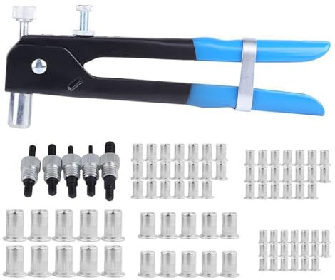 aichilra Nietzange Set, 110 teiliges Nietmutter Werkzeug Set, Handnietzange mit M3 M4 M5 M6 M8 Nietmuttern Gewinde für Metal Rohr Auto Möbel Zaun Reparatur