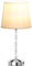 HOMCOM Tischlampe LED Tischleuchte USB Aufladbar, Kristall Nachttischlampe, Lampensockel E27, für Wohnzimmer Schlafzimmer, Glas, Silber 23 x 23 x 45 cm