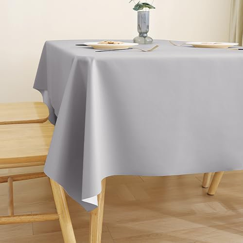 Cozomiz Tischdecke Gartentischdecke wasserdichte rutschfeste Abwischbar Schmutzabweisend Tischdecke Tischwäsche PU-Leder Wachstuch 110x170cm Tiefgrau